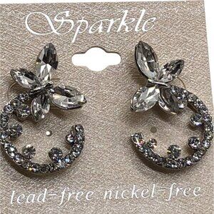 Sparkle Earrings Women's Rhinestone Butterfly Stud Earrings Lead Free Nickel Fre